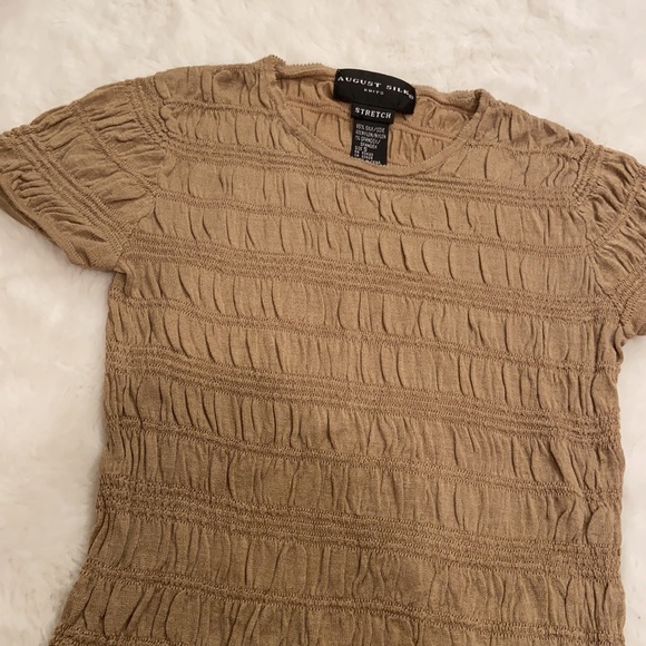 August Silk Knits Stretch Brown Top Size Small - Picture 2 of 5